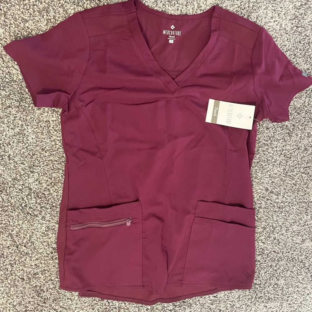 Maroon Med Couture Scrub Top